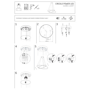 Lampa wisząca 2 okręgi nowoczesne Circolo Power 60cm LED 3000K 45/60 biała Nowodvorski