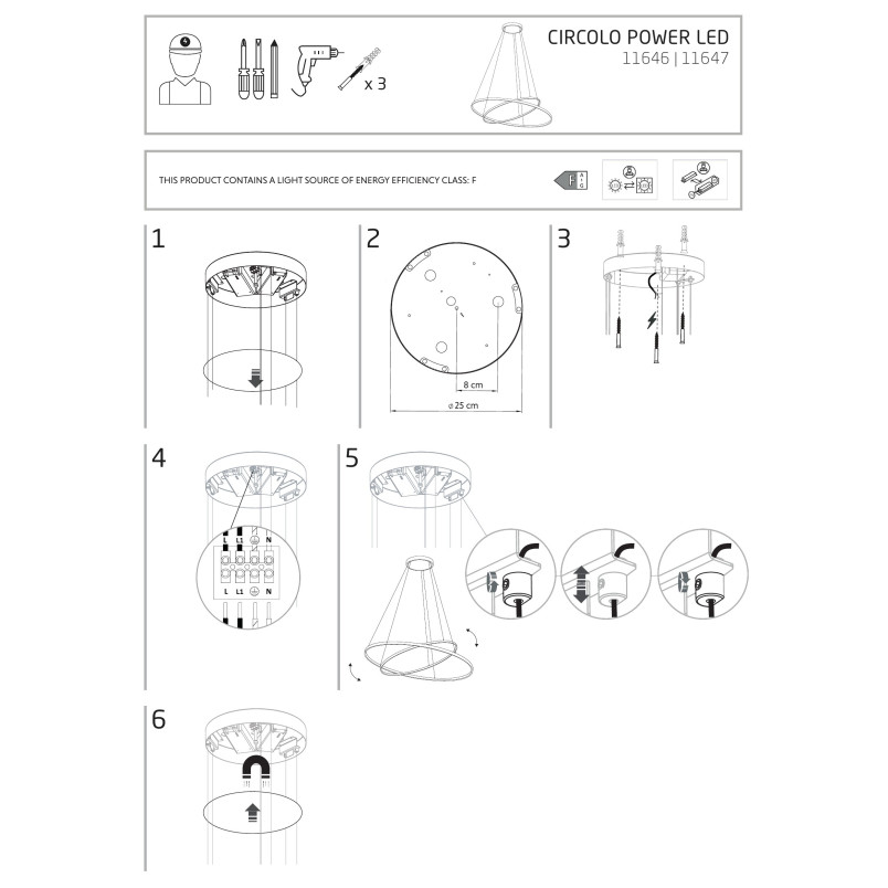 Lampa wisząca 2 okręgi nowoczesne Circolo Power 60cm LED 3000K 45/60 biała Nowodvorski