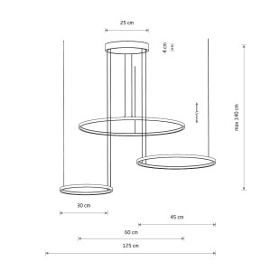 Lampa wisząca 3 okręgi nowoczesne Circolo Power 125cm LED 3000K 60/45/30cm biała Nowodvorski