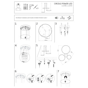 Lampa wisząca 3 okręgi nowoczesne Circolo Power 125cm LED 3000K 60/45/30cm biała Nowodvorski