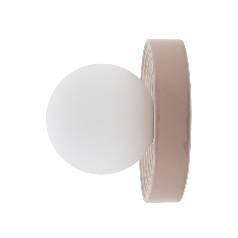 Kinkiet okrągły ceramiczny ze szklaną kulą Clay 22cm biały / róż Nowodvorski