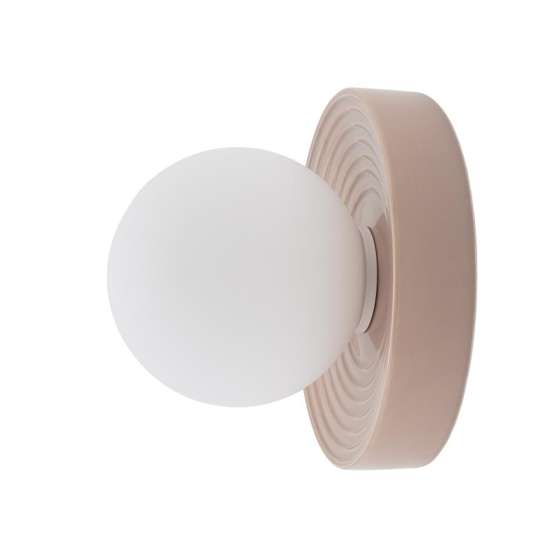 Kinkiet okrągły ceramiczny ze szklaną kulą Clay 22cm biały / róż Nowodvorski