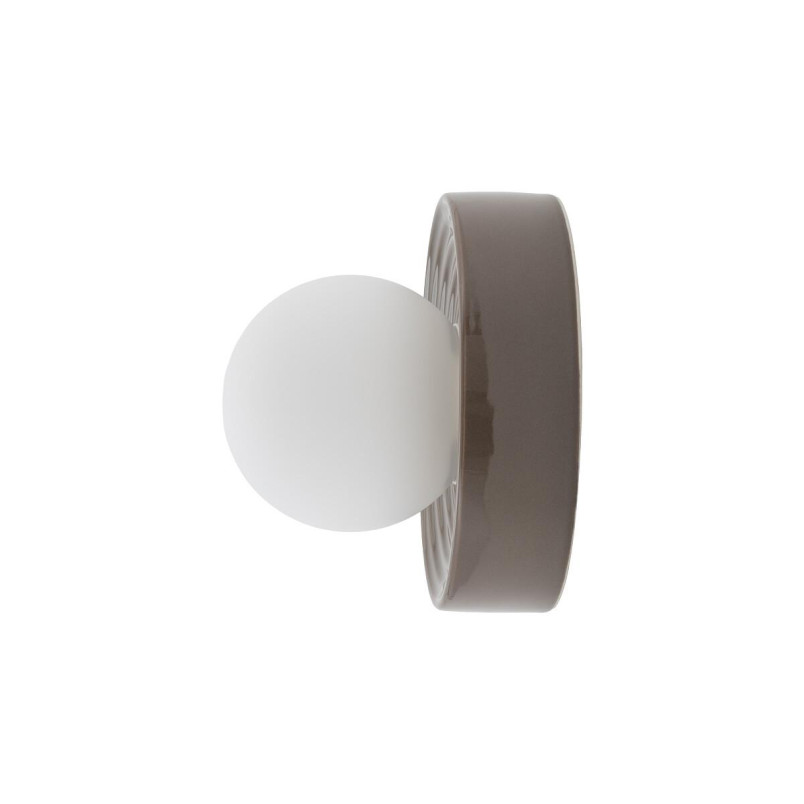 Kinkiet okrągły ceramiczny ze szklaną kulą Clay 16cm biały / brąz Nowodvorski