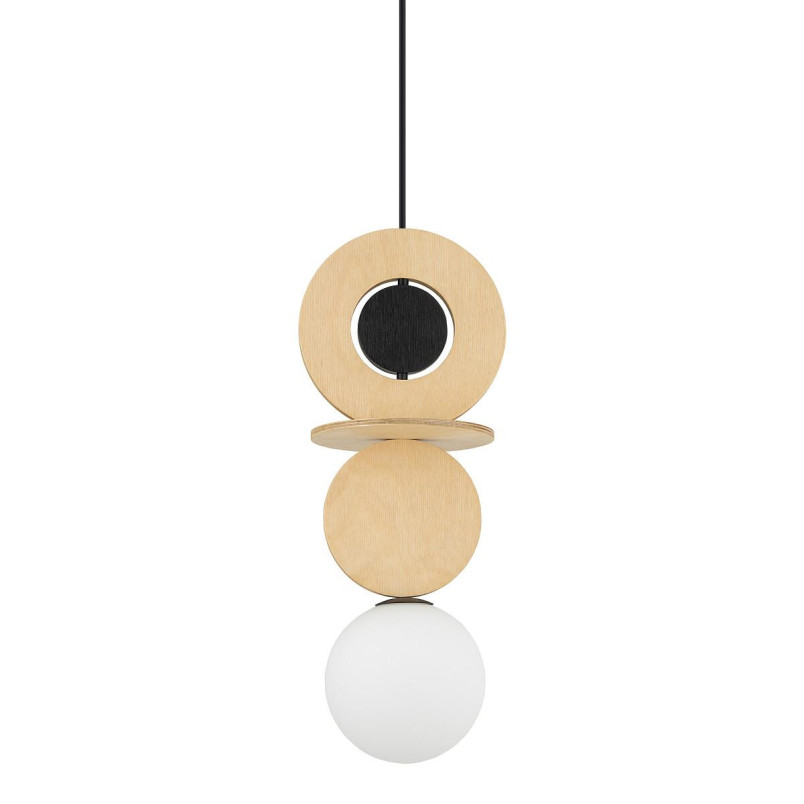 Lampa wisząca kula z dekoracyjnymi elementami Drops Wood A 16cm sklejka Nowodvorski