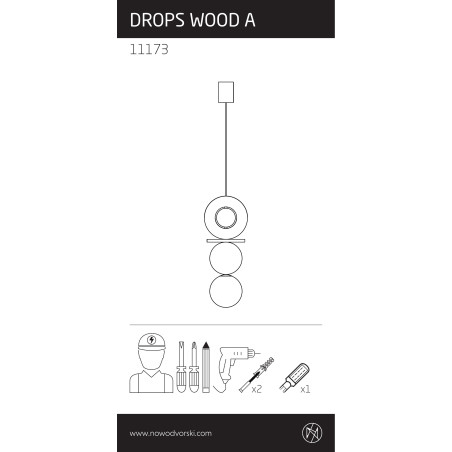 Lampa wisząca kula z dekoracyjnymi elementami Drops Wood A 16cm sklejka Nowodvorski