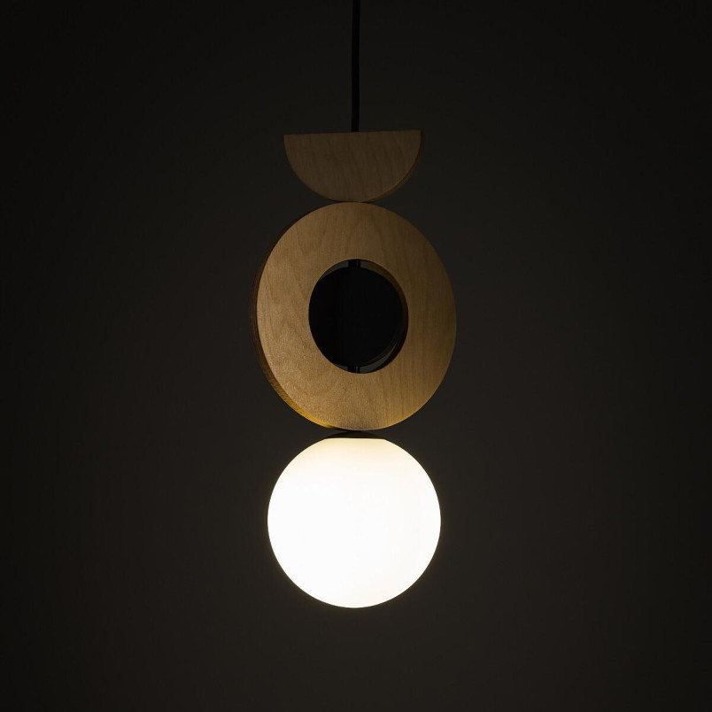 Lampa wisząca kula z dekoracyjnymi elementami Drops Wood B 16cm sklejka Nowodvorski