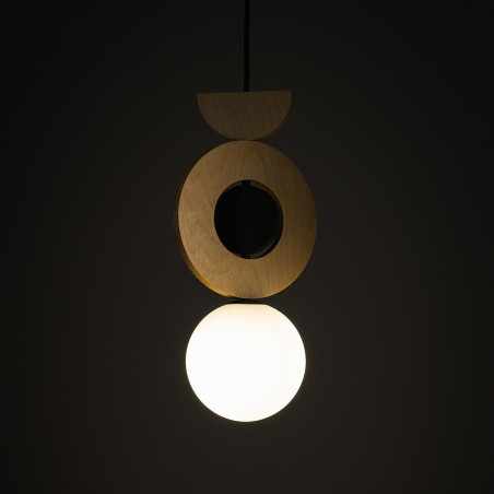 Lampa wisząca kula z dekoracyjnymi elementami Drops Wood B 16cm sklejka Nowodvorski