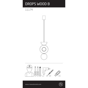 Lampa wisząca kula z dekoracyjnymi elementami Drops Wood B 16cm sklejka Nowodvorski