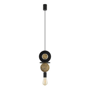 Lampa wisząca z dekoracyjnymi elementami Drops Wood E 16cm czarno-złota Nowodvorski