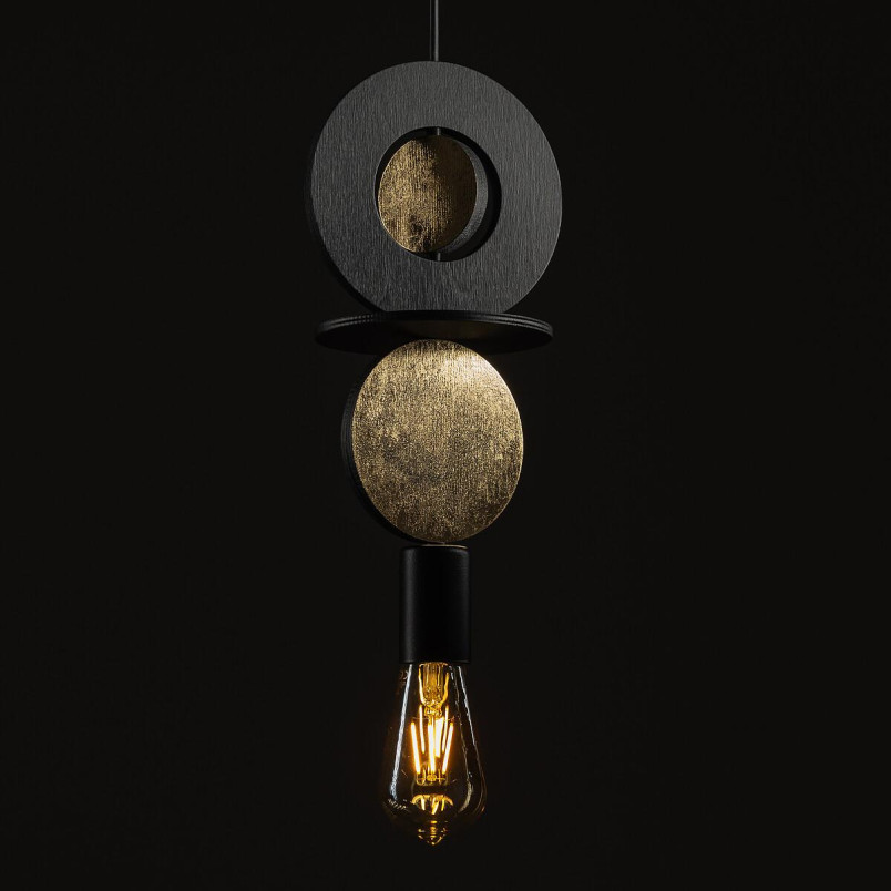 Lampa wisząca z dekoracyjnymi elementami Drops Wood E 16cm czarno-złota Nowodvorski