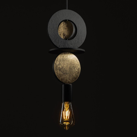 Lampa wisząca z dekoracyjnymi elementami Drops Wood E 16cm czarno-złota Nowodvorski