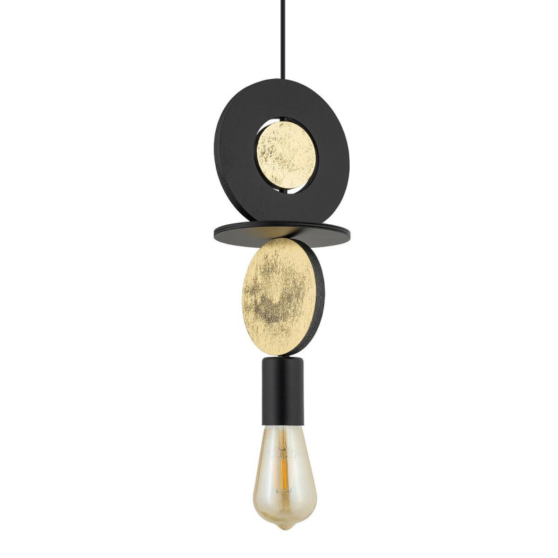 Lampa wisząca z dekoracyjnymi elementami Drops Wood E 16cm czarno-złota Nowodvorski