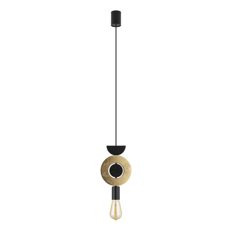 Lampa wisząca z dekoracyjnymi elementami Drops Wood F 16cm czarno-złota Nowodvorski
