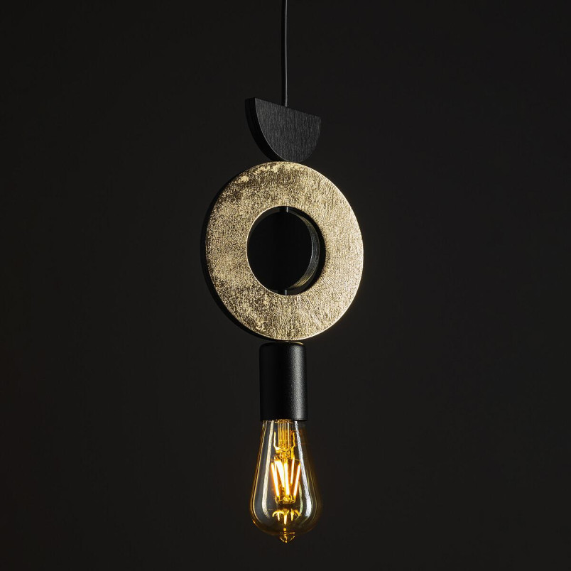 Lampa wisząca z dekoracyjnymi elementami Drops Wood F 16cm czarno-złota Nowodvorski