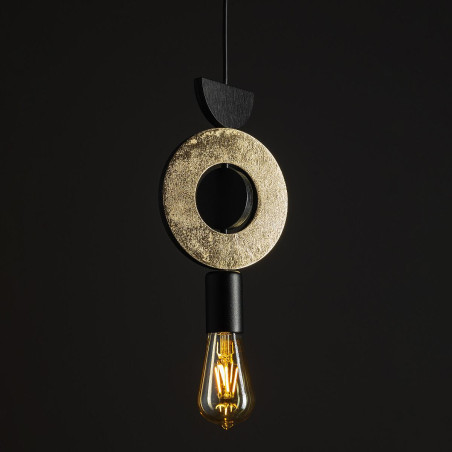 Lampa wisząca z dekoracyjnymi elementami Drops Wood F 16cm czarno-złota Nowodvorski
