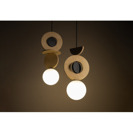 Lampa wisząca z dekoracyjnymi elementami Drops Wood F 16cm czarno-złota Nowodvorski