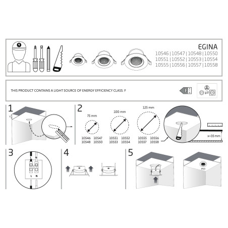 Lampa spot - podtynkowa Egina 14cm LED 15W 4000K biała Nowodvorski