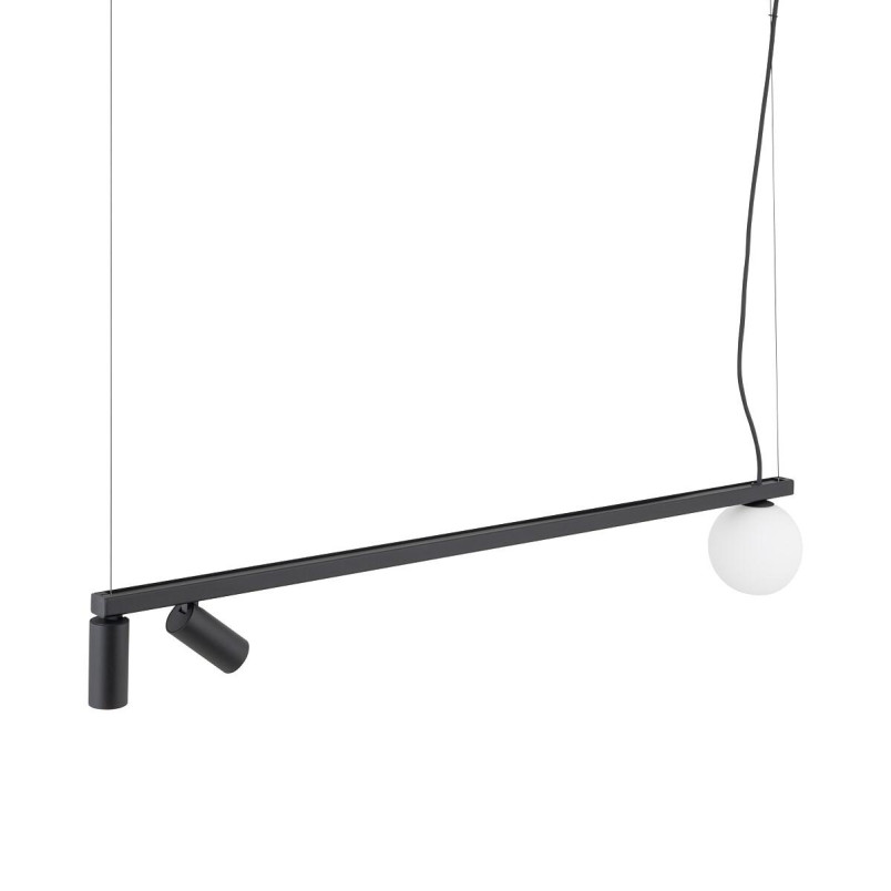 Lampa wisząca z 2 reflektorami i szklaną kulą Fourty III 107cm biały / czarny Nowodvorski