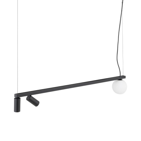 Lampa wisząca z 2 reflektorami i szklaną kulą Fourty III 107cm biały / czarny Nowodvorski