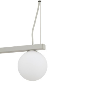 Lampa wisząca z 2 reflektorami i szklaną kulą Fourty III 107cm biały / jedwabny szary Nowodvorski