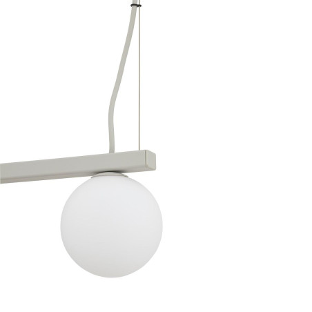 Lampa wisząca z 2 reflektorami i szklaną kulą Fourty III 107cm biały / jedwabny szary Nowodvorski