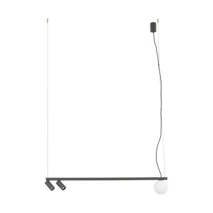 Lampa wisząca z 2 reflektorami i szklaną kulą Fourty III 107cm biały / grafitowy Nowodvorski