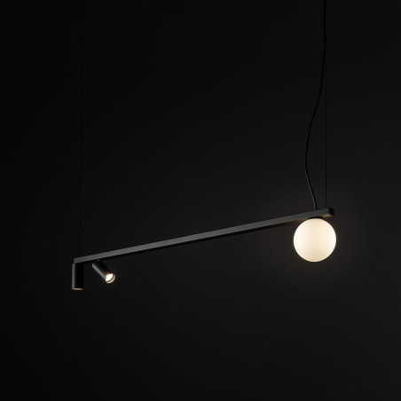Lampa wisząca z 2 reflektorami i szklaną kulą Fourty III 107cm biały / grafitowy Nowodvorski