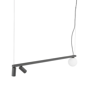 Lampa wisząca z 2 reflektorami i szklaną kulą Fourty III 107cm biały / grafitowy Nowodvorski