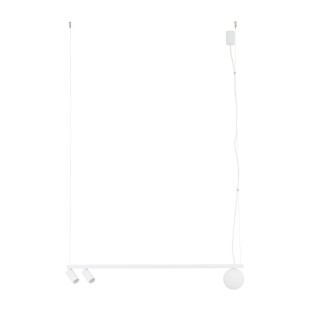 Lampa wisząca z 2 reflektorami i szklaną kulą Fourty III 107cm biała Nowodvorski
