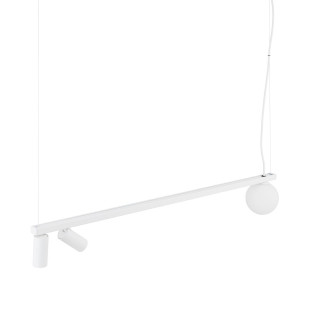Lampa wisząca z 2 reflektorami i szklaną kulą Fourty III 107cm biała Nowodvorski