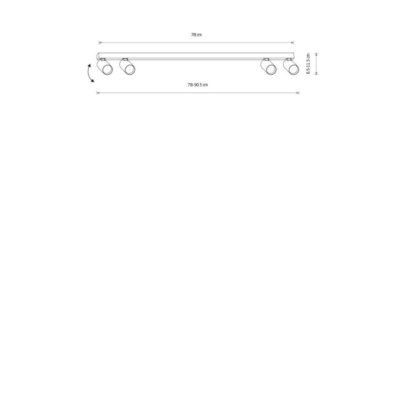 Reflektor sufitowy 4 punktowy Fourty 78cm czarny Nowodvorski