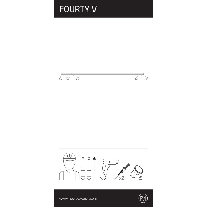 Reflektor sufitowy 5 punktowy Fourty 118cm biały Nowodvorski
