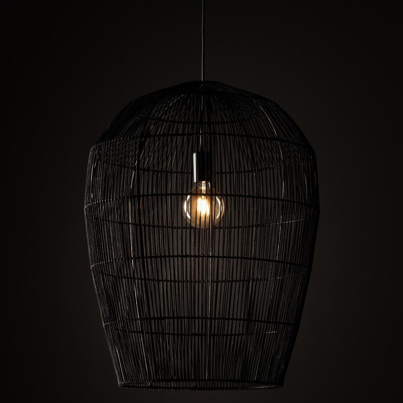 Lampa wisząca bambusowa boho Haiti 53,5cm czarna Nowodvorski