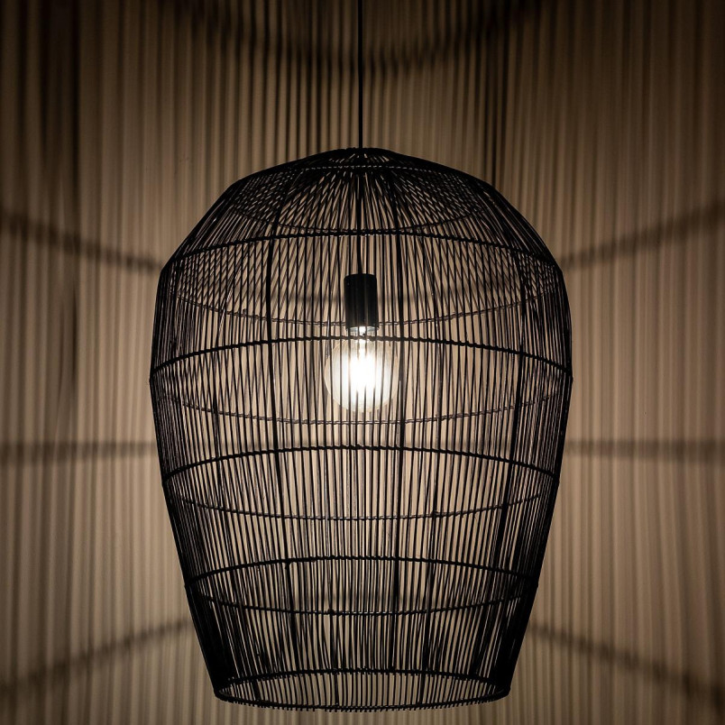 Lampa wisząca bambusowa boho Haiti 53,5cm czarna Nowodvorski