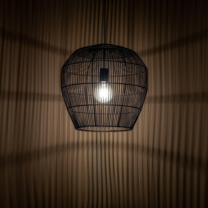 Lampa wisząca bambusowa boho Haiti 43cm czarna Nowodvorski