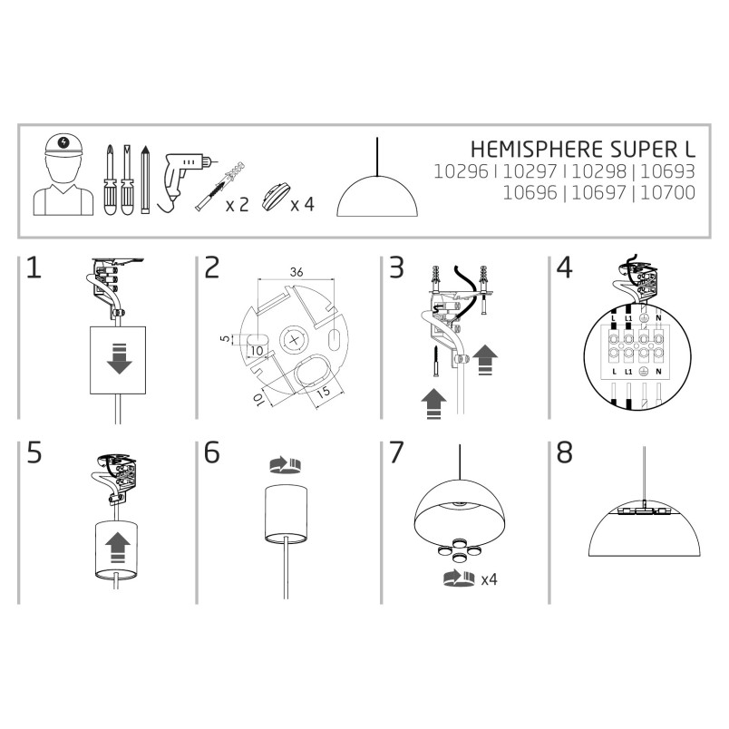 Lampa wisząca półkula Hemisphere Super 50cm biało-złota Nowodvorski