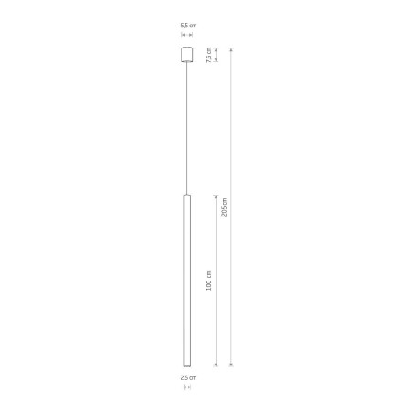 Lampa wisząca tuba Laser 2,5cm H100cm biała Nowodvorski