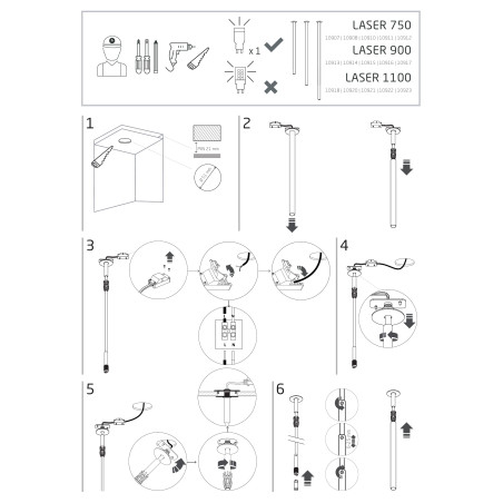 Lampa sufitowa tuba Laser 2,5cm H75cm czarna Nowodvorski