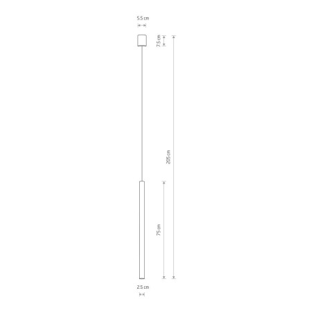 Lampa wisząca tuba Laser 2,5cm H75cm czarny Nowodvorski