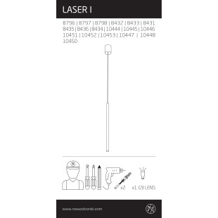 Lampa wisząca tuba Laser 2,5cm H75cm biała Nowodvorski