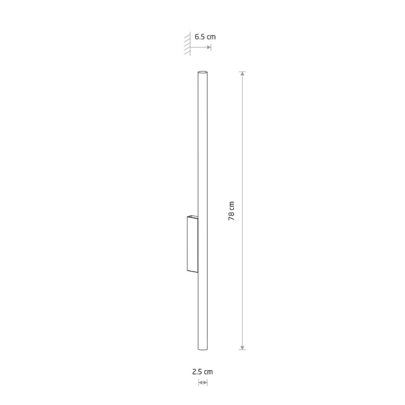 Kinkiet minimalistyczny tuba Laser 78cm czarny Nowodvorski