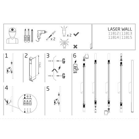 Kinkiet minimalistyczny tuba Laser 78cm miedziany Nowodvorski
