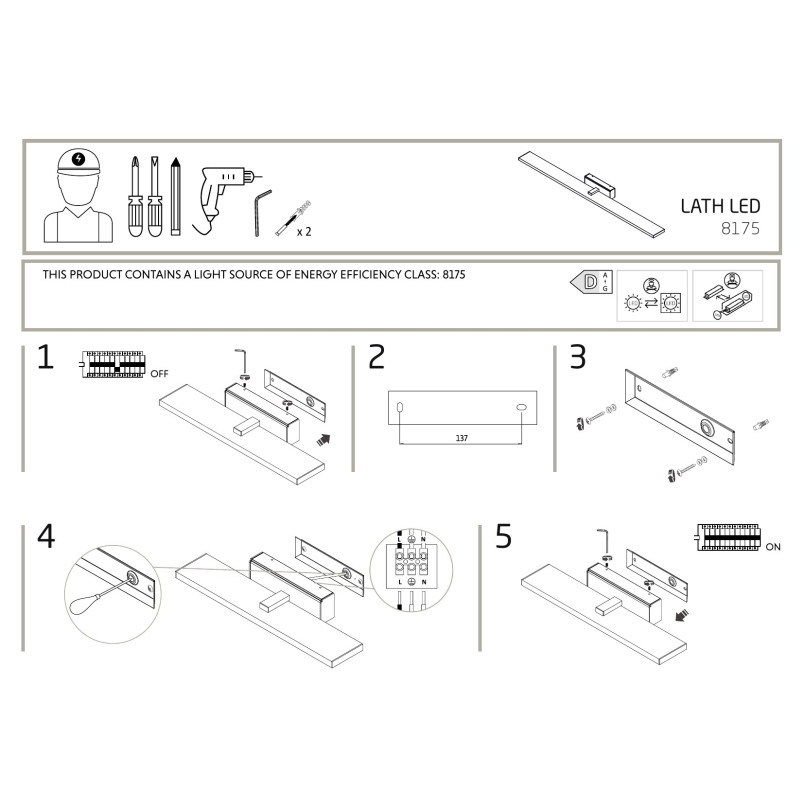 Kinkiet podłużny nad lustro Lathe 90cm LED 4000K chrom Nowodvorski