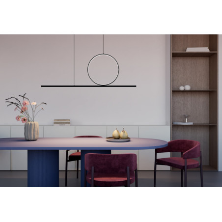 Lampa wisząca liniowa z okręgiem Lineo 115cm LED 3000K czarna Nowodvorski