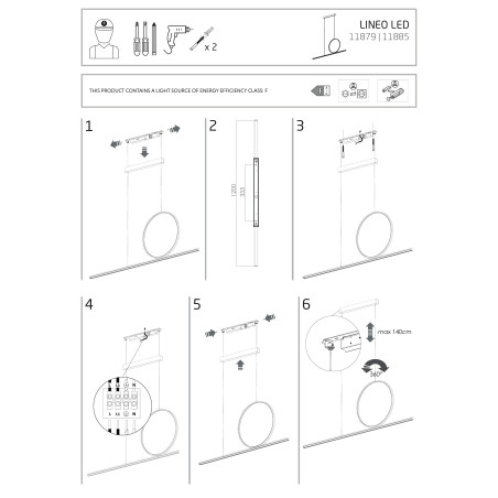 Lampa wisząca liniowa z okręgiem Lineo 115cm LED 3000K biała Nowodvorski