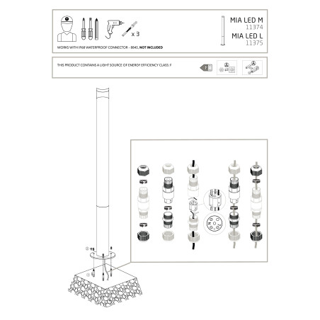 Słupek ogrodowy Mia 200cm LED 3000K IP54 czarny Nowodvorski