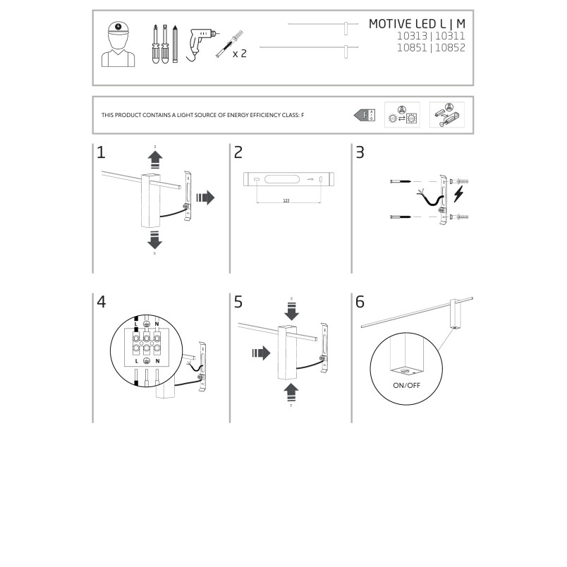 Kinkiet podłużny minimalistyczny Motive LED 4000K 120cm czarny Nowodvorski