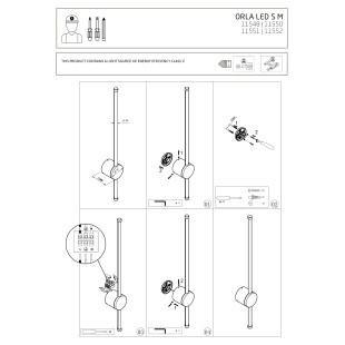 Kinkiet pionowy / poziomy minimalistyczny Orla 65cm LED 3000K czarny Nowodvorski