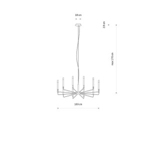 Żyrandol metalowy wiszący Orto B XII 103cm czarny Nowodvorski