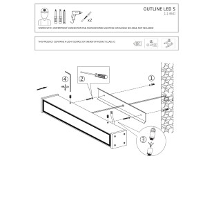 Plafon podłużny do łazienki Outline LED 300K 50x9cm czarny Nowodvorski